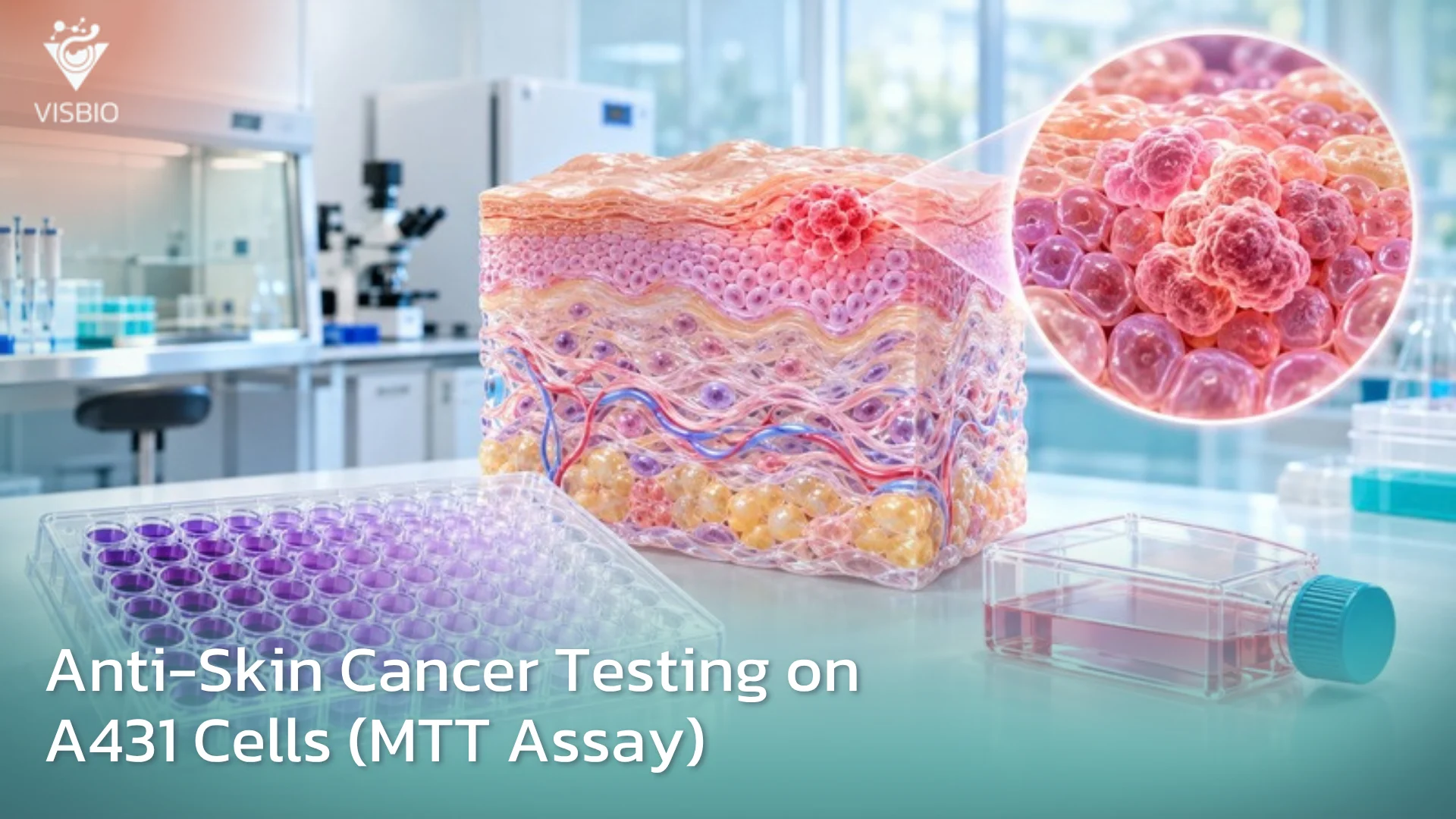 บริการทดสอบฤทธิ์ยับยั้งมะเร็งผิวหนัง Anti-Skin Cancer ชนิด Human epidermoid carcinoma