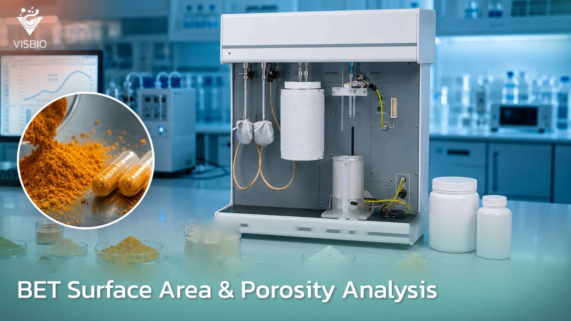 บริการวิเคราะห์พื้นที่ผิวจำเพาะ (BET Surface Area) และความเป็นรูพรุน (Porosity) สำหรับผงสารสกัด ผลิตภัณฑ์เสริมอาหารแบบผง และวัตถุดิบสารออกฤทธิ์