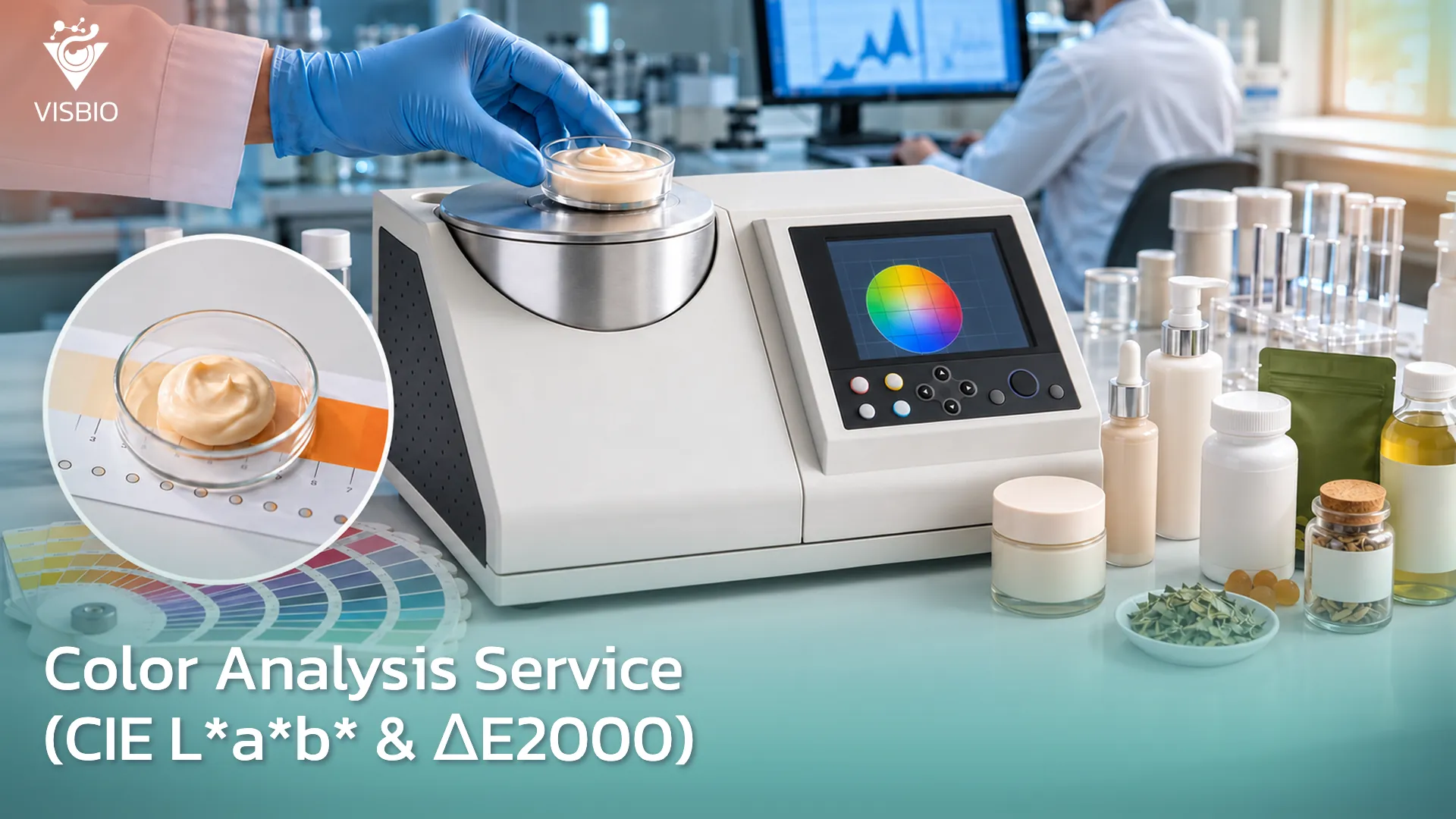 บริการวัดสี (Color Analysis) ด้วยระบบ CIE L*a*b* และค่า ΔE2000 สำหรับเครื่องสำอาง ผลิตภัณฑ์เสริมอาหาร สมุนไพร และเครื่องดื่ม