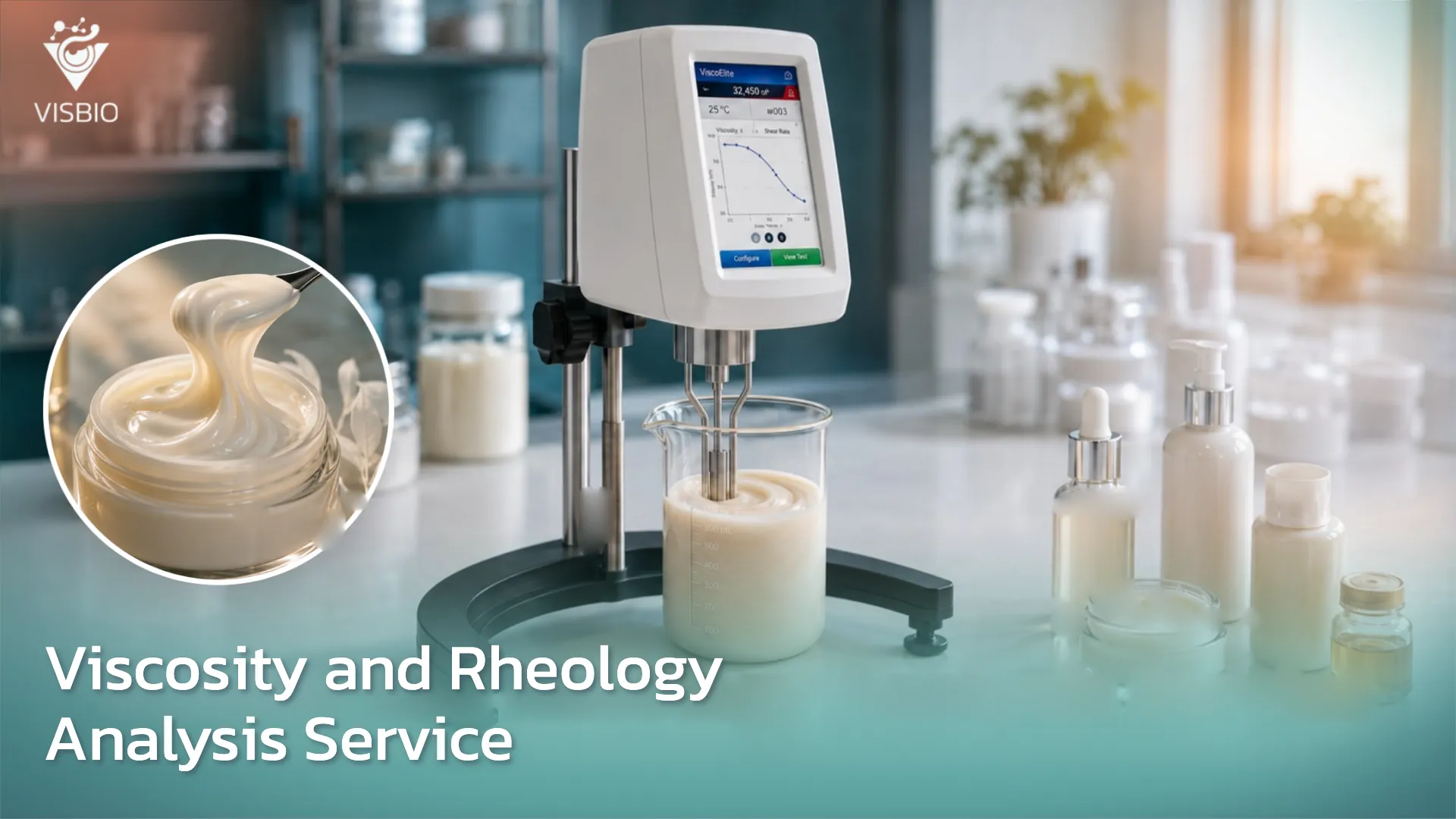 บริการวัดความหนืด (Viscosity) และพฤติกรรมการไหล (Rheology) สำหรับครีม เซรั่ม โลชั่น เครื่องสำอางอิมัลชัน และผลิตภัณฑ์ไซรัป